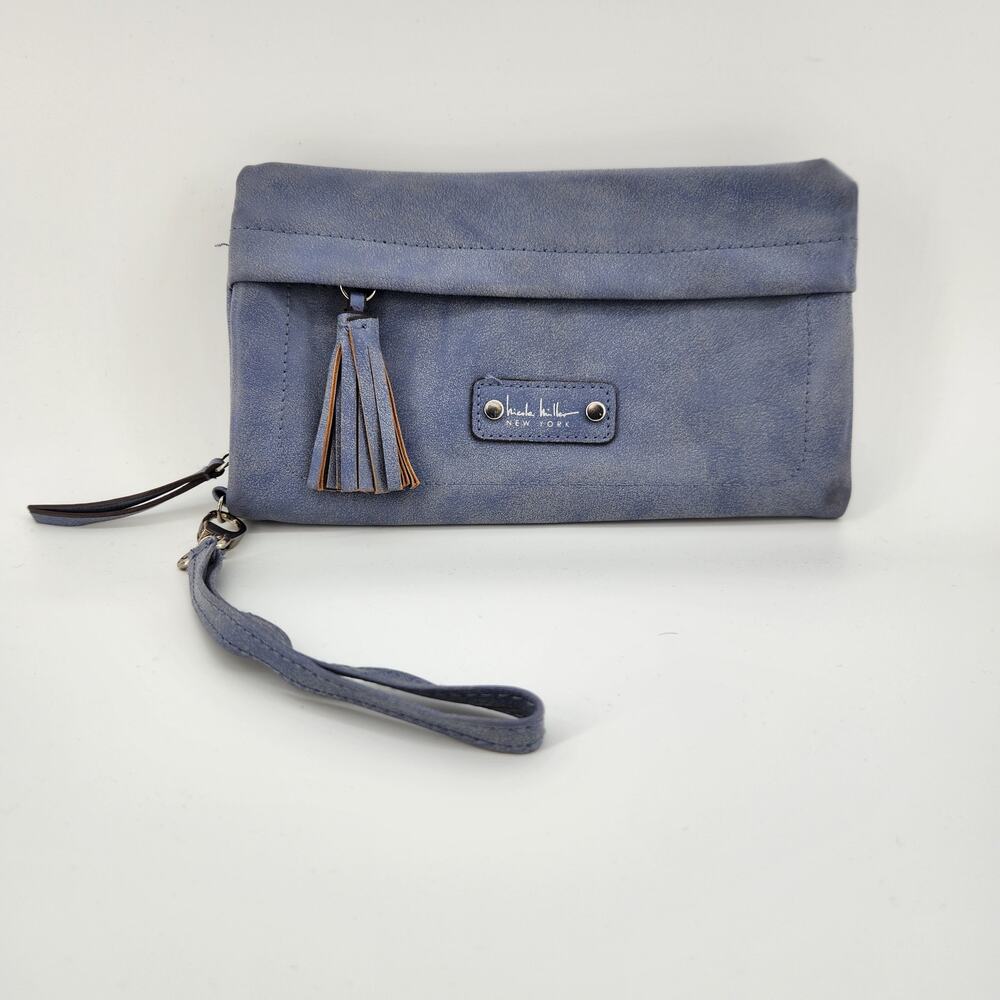 Nicole Miller NY - Wristlet‎ Wallet- Blue with Tassel- Multi-Compartment